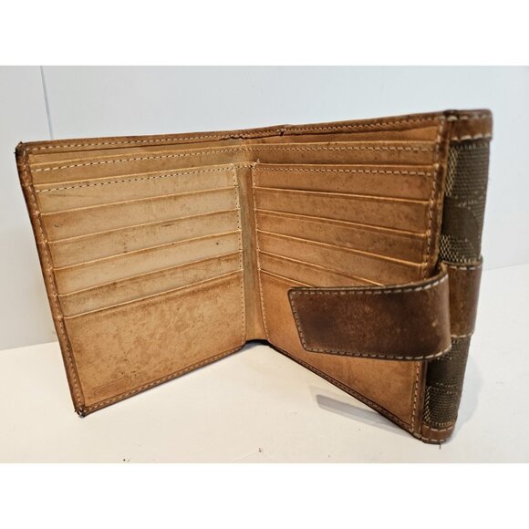 Authentic Coach Khaki Hamptons Brown Wallet 2 Fold ~ Change Pocket ~Leather Trim - Picture 6 of 12